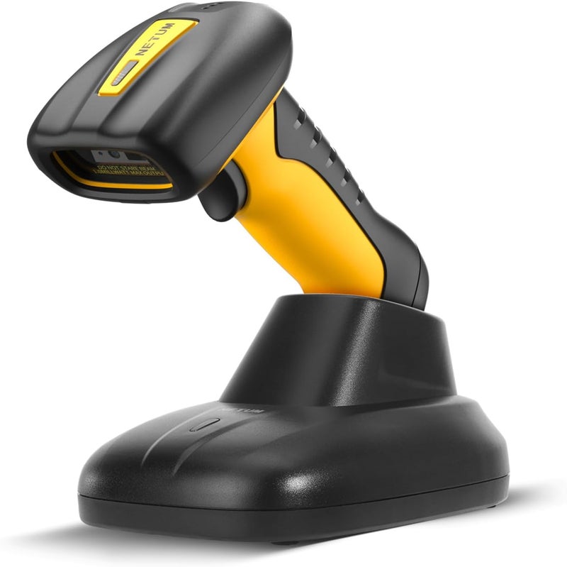 NETUM Upgraded QR Industrial Bluetooth Barcode Scanner with Charging Dock, Wireless 2D 1D Bar Code Reader 2600mAh Drop Protection Shock Dust Proof Hands Free for Windows Mac Android iOS (NT-1202W) - Image 1